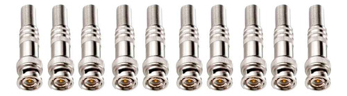 Kit 10 Conectores Plug Bnc Macho Com Mola De Parafuso