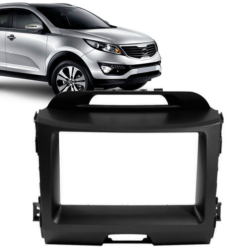 Moldura Painel Rádio Dvd Player 2 Din Kia Sportage Preta