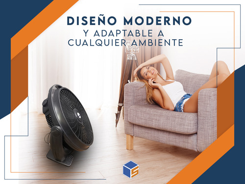 Ventilador De Piso Semi Industrial Turbo Negro Con 5 Palas