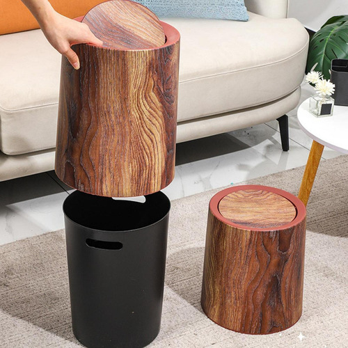0 Imitación De Madera Basura Puede Basura Contenedor De 13l