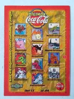 Digimon Coca Cola Serie 1. Lista Checklist #2. Año 2000 Perú