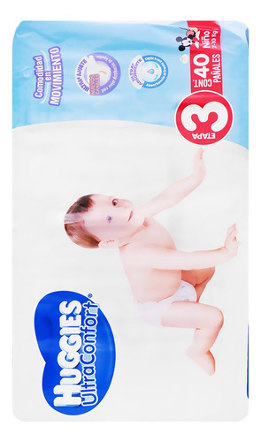 2 Pack Pañal Niño Ultraconfort Huggies Talla 3 40 Pza Género Sin género Talla Mediano (M)