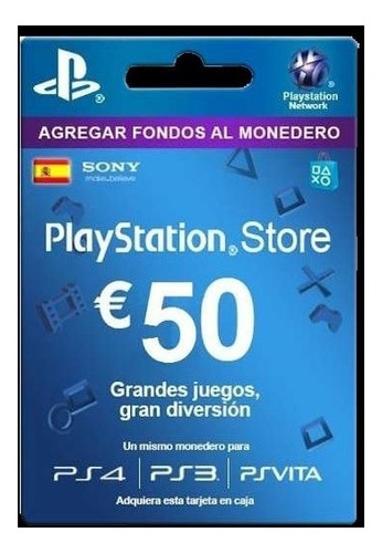 Tarjetas Prepago Playstation Network España 5-10-20-50 Euros