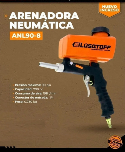 Imagen 4 de 7 de Pistola Arenadora Gravedad Lusqtoff Neumatica Prof Compresor