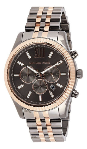 Reloj Michael Kors Lexington Chrono Gris Mk8561 Para Hombre