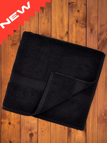 Toalla De Baño Unisex 100% Algodón Amplia Secado Rápido Negro Lisa