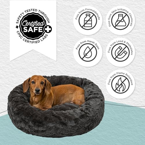 Cama Donut De Lujo Para Mascotas, Color Visón Carbón