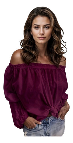 Blusa Ligera Hombros Descubiertos Efecto Drapeado #42-b