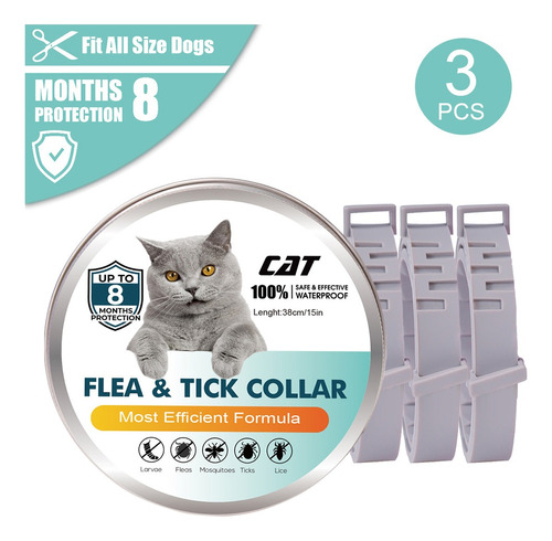 Collar De Pulgas Gatos 8 Meses Prevención De Pulgas Y Garrap