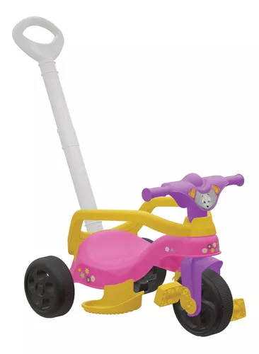 Triciclo Infantil com Guia Motoca Andador Avespa Pink Maral