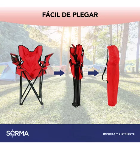 Silla Sillon Plegable Camping Playa Porta Vaso + Bolso