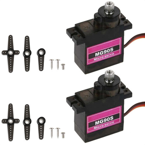 2 Piezas Mg90s 9g Servo Motor Micro Metal Engranaje Para Rob