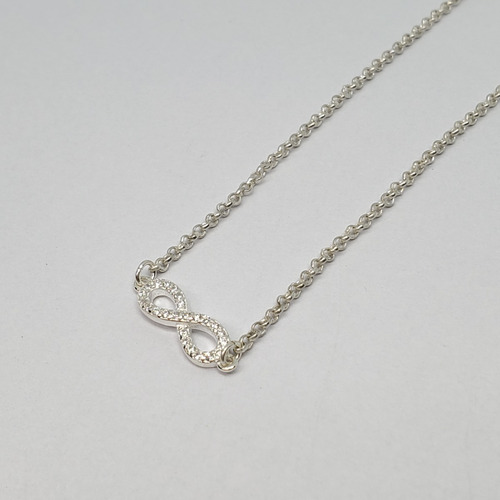Imagen 3 de 7 de Cadena Plata Rolo Con Dije Infinito Con Cubic