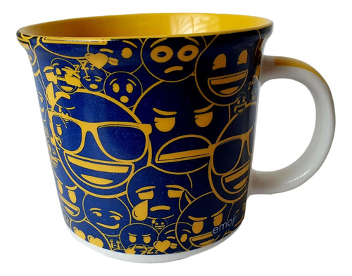 Caneca De Estampada Emoji Humor De Cada Dia Cor Azul E Amarelo