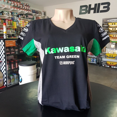 Baby Look Kawasaki Team Green Racing Feminina Ref.257