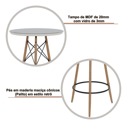 Conjunto Mesa Bistrô Área Gourmet Com Banquetas - Offwhite