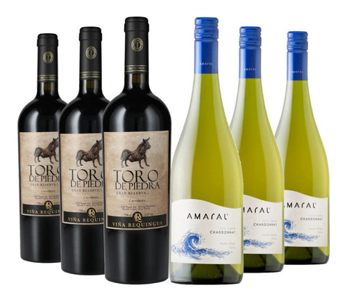 Pack: 3 Vinos Toro De Piedra Ca + 3 Vinos Amaral Chardonnay