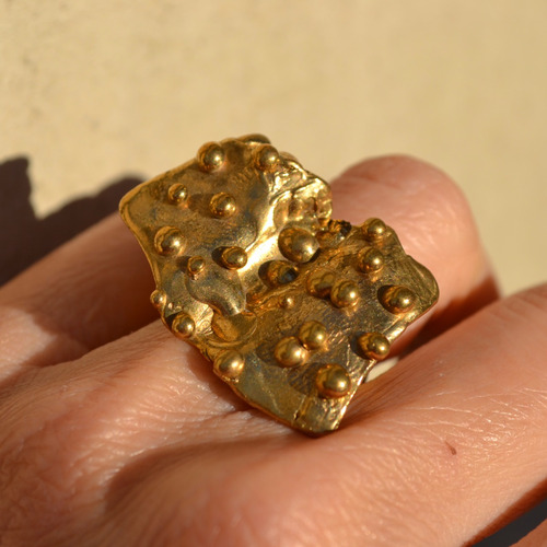 Imagen 4 de 10 de Anillo Dorado Espuma, Abierto, Texturas, Macizo De Bronce
