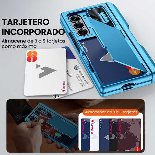Funda Tipo Cartera Para Samsung Galaxy Z Fold 6 Tarjetero Rfid Soporte Para S Pen Protectora De Silicona A Prueba De Golpes Para Z Fold 6 2024 (azul)