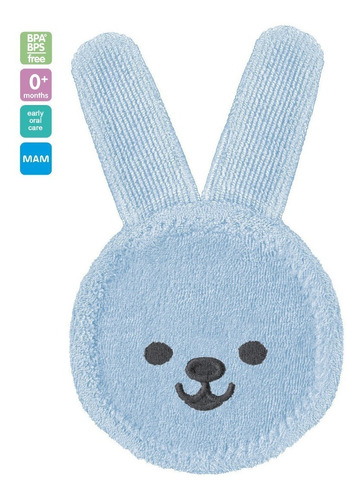 Luva Oral Care Rabbit Azul 0+m Limpeza Boca Gengiva Mam Baby