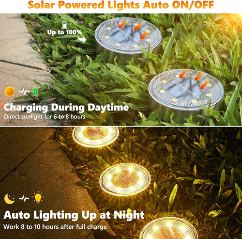 Joomer Luces Solares De Suelo, Paquete De 10 8 Luces Solares