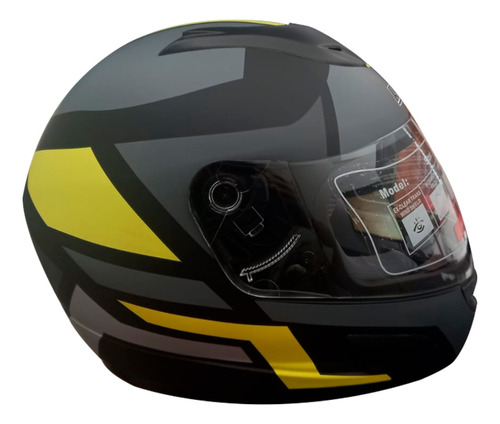 Casco Integral Para Moto Adulto Rush Mate Gris Fluo Talle S