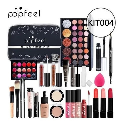 Kit Maquillaje 27 Piezas Labial Sombra Con Estuche Popfeel