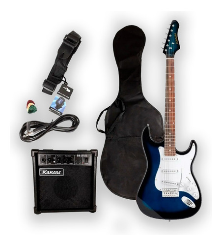 Pack Guitarra Electrica Kansas Fg 250 + Ampli + Accesorios