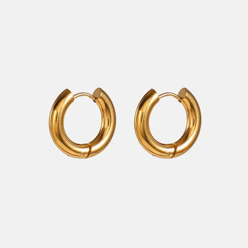 Aros De Acero Con Baño Oro 18k