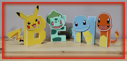 Letras 3d Personalizadas P/candy Bar - Modelo Pokémon