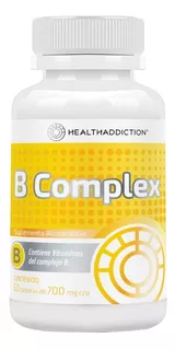 Complejo B Healthaddiction B Complex. 60 Tabletas Sin Sabor. Contiene Vitaminas B1, B2, B3, B5, B6, B7, B9 Y B12