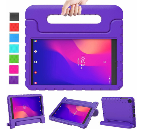 Funda Para Alcatel Joy Tab 2 2020 Con Agarradera Violeta