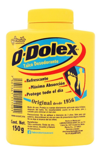 Talco Desodorante Odolex Amarillo 150 Grs 