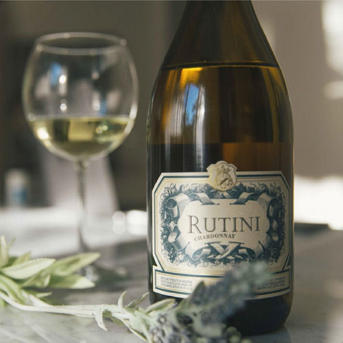 Vino blanco Chardonnay Rutini 2021 bodega La Rural 750 ml pack x 6 u en estuche de cartón