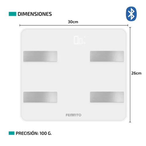 Balanza Digital Baño Inteligente Personal Corporal Personas 180 Kg Grasa  Corporal Femmto