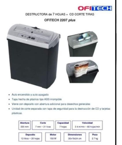 Imagen 2 de 2 de Destructora De Papel