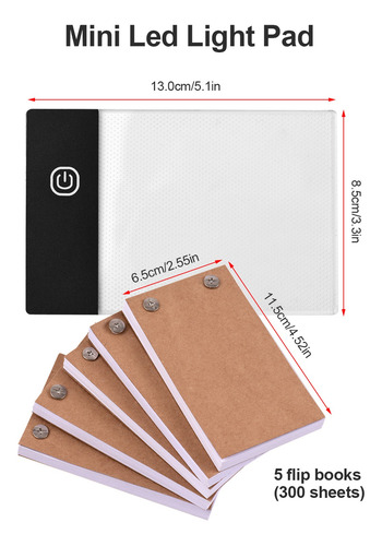 Flip Book Kit Com Luz Pad Led Caixa De Luz Tablet 300 Folhas