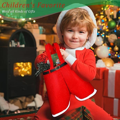 Para 6pcs Papá Noel Pants Bolsas Dulces Decoraciones De