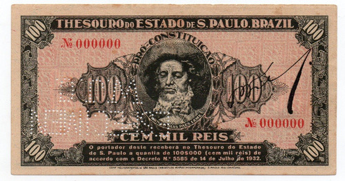 V9 100 Mil Reis 1932 Banco Particular De São Paulo