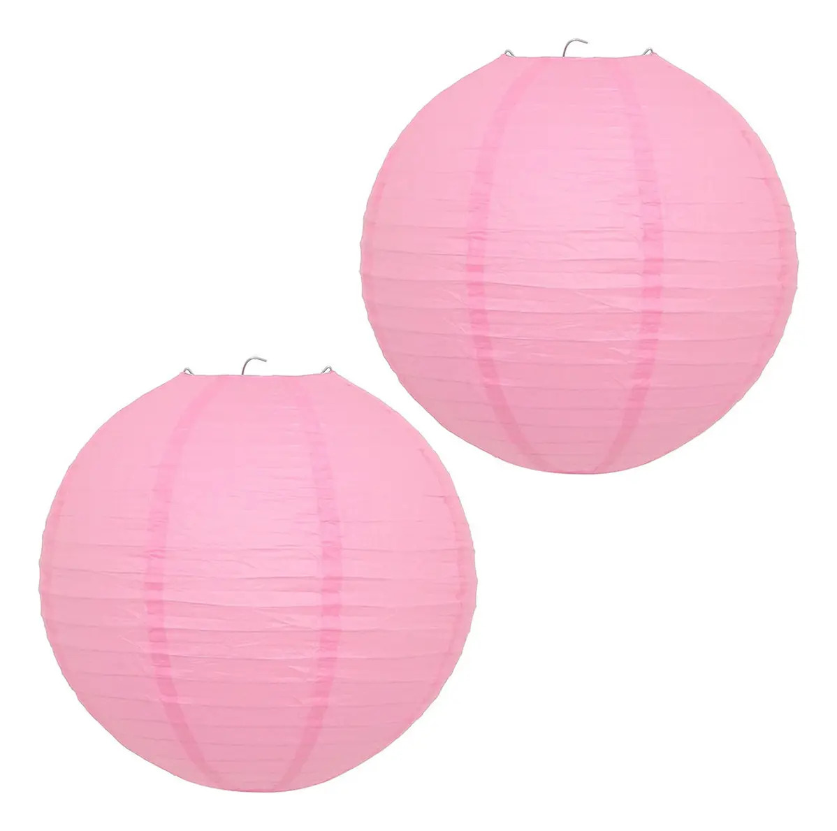 2 Lanterna Oriental Luminária Japonesa Chinesa Papel 30 Cm Cor Rosa