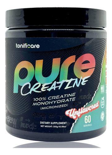 Creatina Monohidratada Sin Sabor 300 G 60 Serv Tonificare