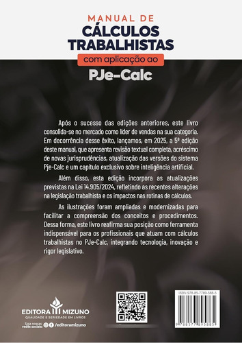 Manual De Cálculos Trabalhistas Com Aplicação Ao Pje-calc - 5a Edição - Mizuno