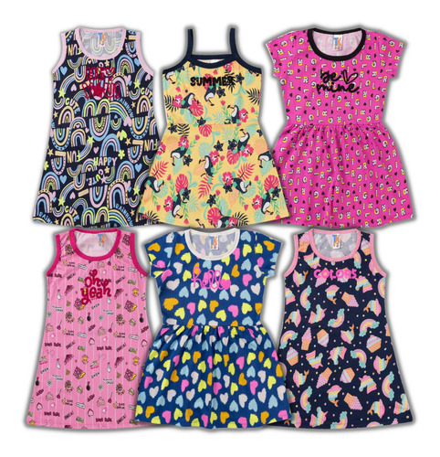 Combo 2 Vestido Verão Menina 4 Ao 10 Roupa Infantil Atacado