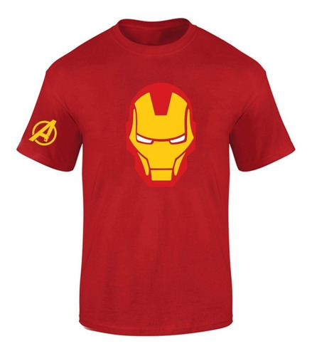 Polera Estampada Ironman Insignia Manga Avengers Hombre Niño