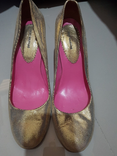 Zapatos Sofi Marite Dorados Taco 9 1/2 Cm  Talle 37 Belleza 