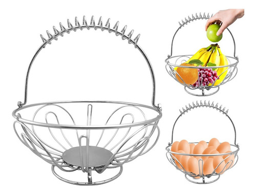 Huevera Frutera Centro Mesa Decorativa Cromada Diseño Hogar