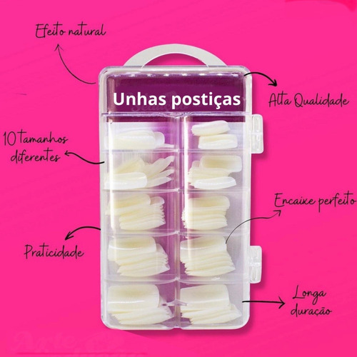 Unha Postiça Curta Alongamento Tips Profissional 100 Und