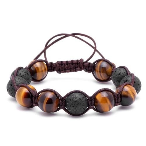 Pulsera Piedras Naturales Ojo De Tigre, Volcánica Y Onix