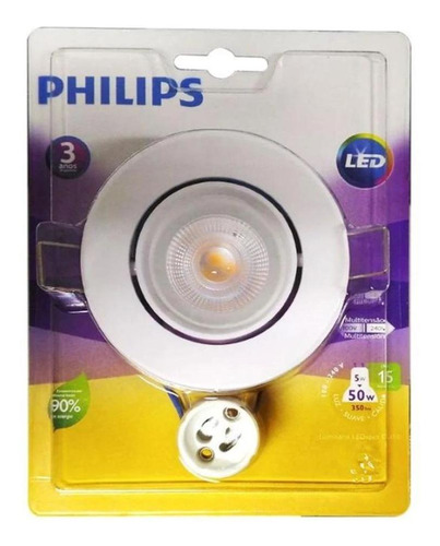 Spot Led 5w Branco Redondo Luz Amarela 2700k Philips