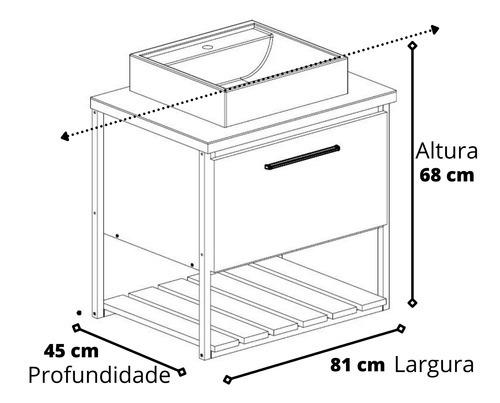 Gabinete Suspenso P/ Banheiro C/ Cuba Espelheira Metalon 80c Cor do móvel Verde